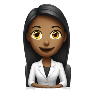 woman sitting at a white reception desk sticker