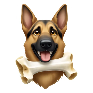 German Shepard with bone sticker