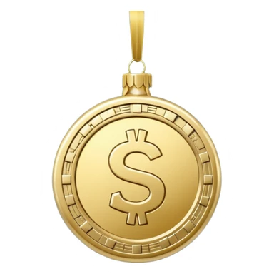 money themed christmas ornament hanging from a thread sticker