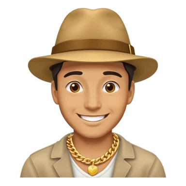 smiling man with a hat and gold chain sticker