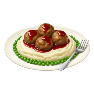swedish ikea meatballs with mashed potatoes peas and jam sticker