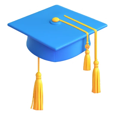 blue graduation cap with yellow tassel sticker