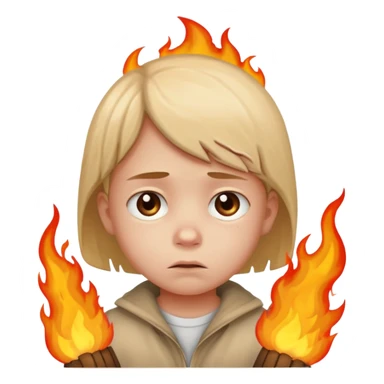 sad small child with street burning in the background sticker