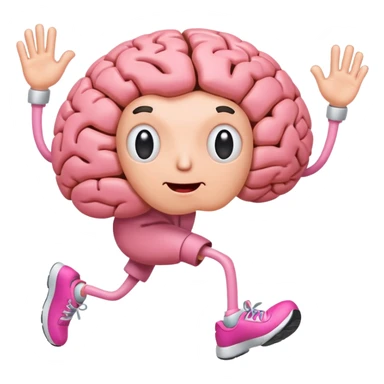 Brain with legs, running, cartoon style sticker