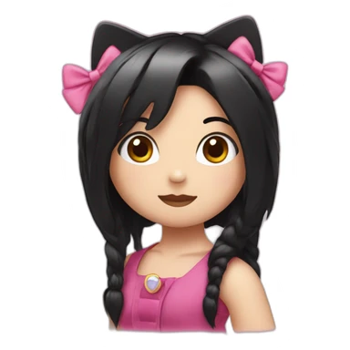 Hello kitty with straight black hair  sticker
