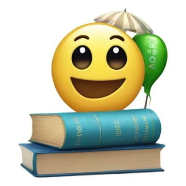 emoji with Sprite at the beach and textbooks sticker
