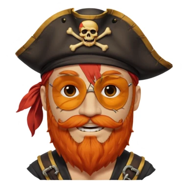 Pirata con un parche que le cubra un ojo de color negro y con barba anaranjado sticker