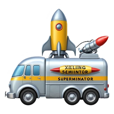Heroic SuperBug Ron’s exterminator superminator antique rocket powered tall robot moving van (motto: Killing bugs is fun) sticker