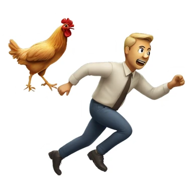 Man chasing chicken sticker