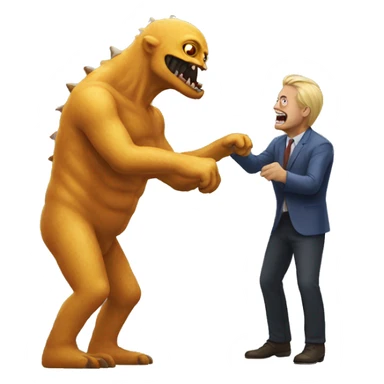 Monster catching a man sticker