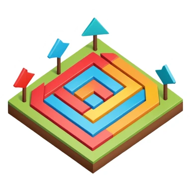 an isometric field with multi-colored tiles and directional arrows sticker