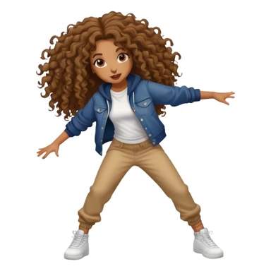 Dancing brown girl with long curly hair hip hop sticker