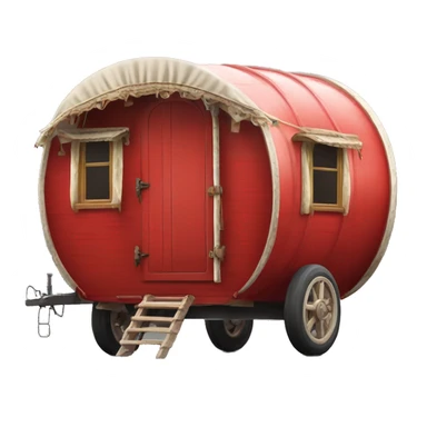 Realistic red vintage round gypsy caravan wagon camper sticker