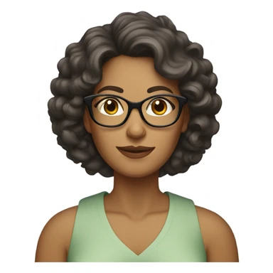 Tan Mom with curly dark dark brown hair and reading glasses  sticker