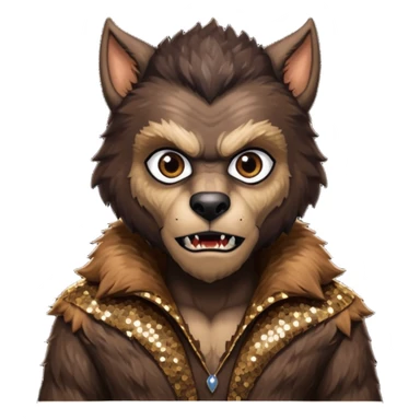 The Werewolf from Universal Monsters with brown fur, dark brown sequin outfit  sticker
