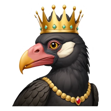 old black king vulture wearing crown looking ahead sticker