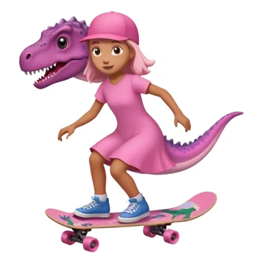 Dinosaur on a skateboard pink dress for girls in pink  sticker