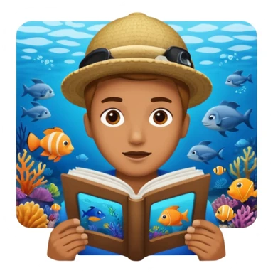 une personne qui lit un panneau afin d'en apprendre plus sur la vie marine  sticker