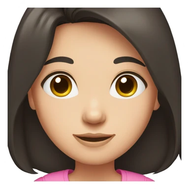 Brunette girl, Black long hair, pink shirt, fair skin sticker