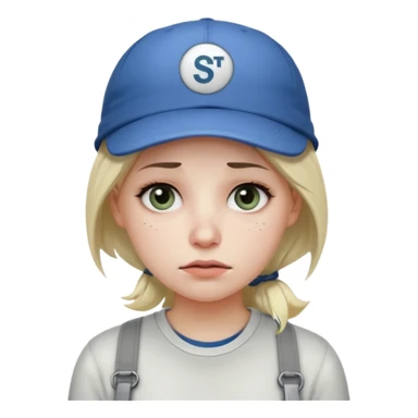 Female tech developer going back to work after christmas holidays, looking tired and wearing a cap that says "SVT" sticker