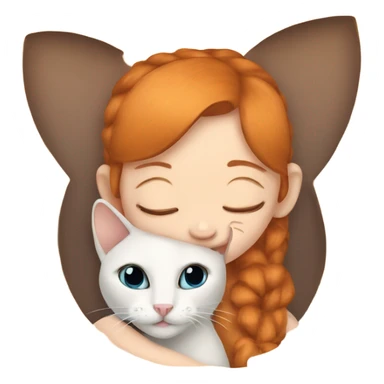 ginger girl snuggling siamese cat sticker