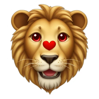 Lion smiling face with red hearts instead of eyes sticker