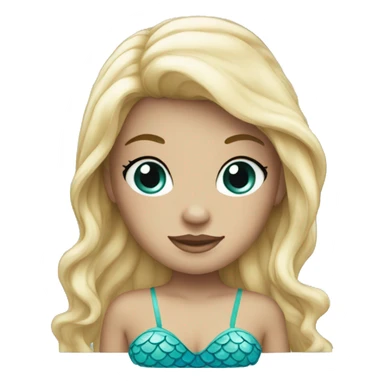 mermaid with blond straigth and short hair and blue eyes sticker