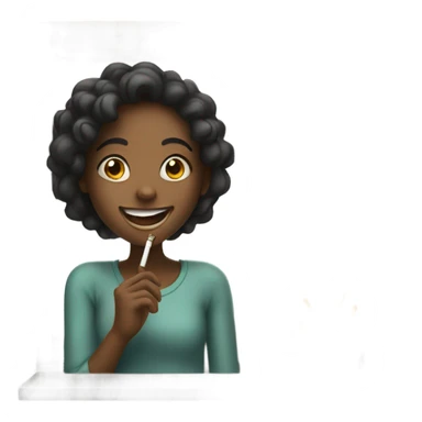 smiling girl by the window smoking sticker