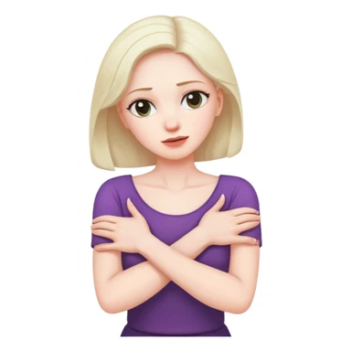 woman holding neck with arms crossed shaking her younger back and forth sticker