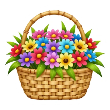 bamboo basket, flowers sticker