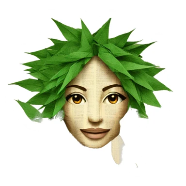  Hemp 420 lady face made of 420 origami newspaper roses hemp leaves lantern fairy lights burning paper and hemp leaves in hair  sticker