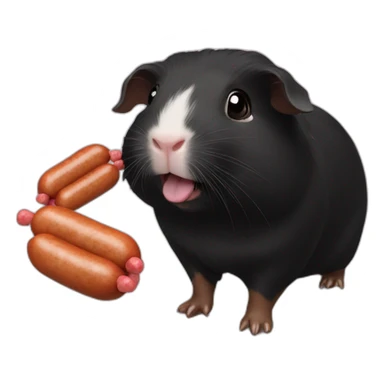 black guinea pig eating sausages sticker
