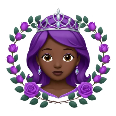 Purple rose with silver tiara and a purple emblem leaf wreath sticker