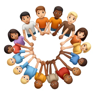 A circle of diverse people of different races and ethnicities holding hands as a symbol of unity, integration, and harmony sticker