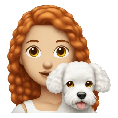 redhead girl with bichon frise sticker