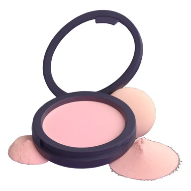 fluffy powder puff with loose makeup powder sticker
