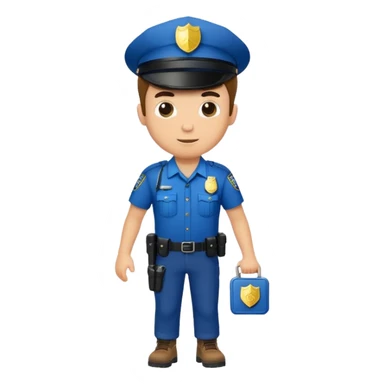 Adventurous man hiking with a police badge sticker