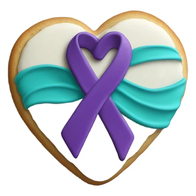 Purple teal Suicide awareness ribbon, heart cookie sticker