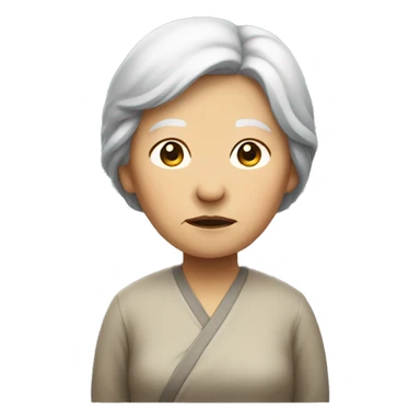 old sad asian lady standing upfront  sticker
