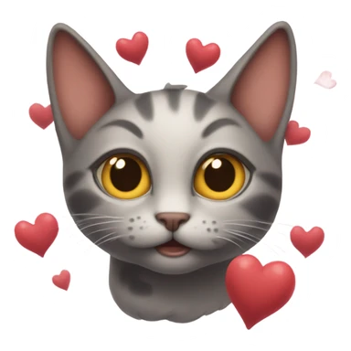 Cat with hearts on eyes and tornados around the head sticker