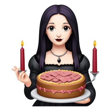 goth monalisa holding a SPAM MEAT  birthday cake  sticker