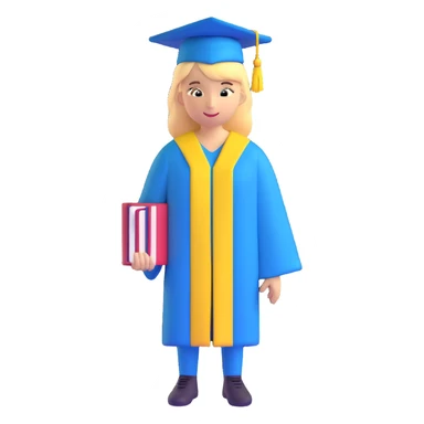 Ukrainian student with blue and yellow clothing, graduation cap sticker