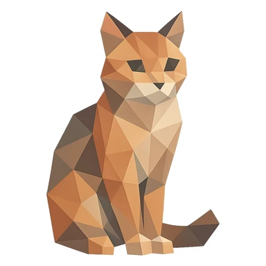 illustration of a cat made of geometric shapes in polygonal style sticker