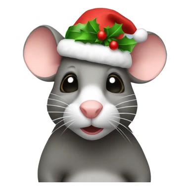 A rat with Christmas hat sticker