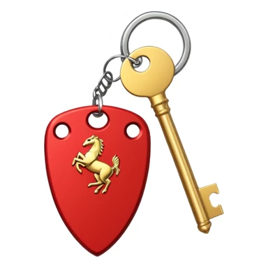 red Ferrari key with a gold background sticker