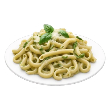 Creamy pesto pasta in a white plate sticker