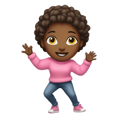Girl in pink sweater dancing sticker