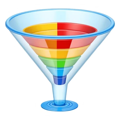 a sales funnel with three different colors sticker