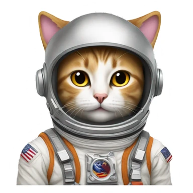 Create an emoji of a cat wearing an astronaut suit and helmet sticker
