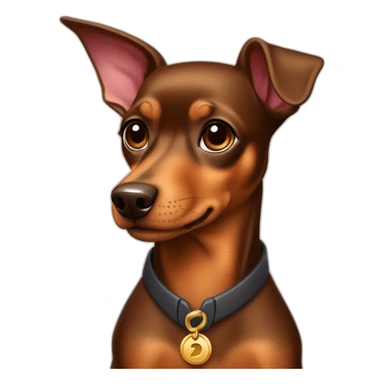 Miniature Pinscher, brown coat, door-to-door salesman, charismatic pitch, irresistible charm, innovative product, developer mindset, divine selling prowess. sticker